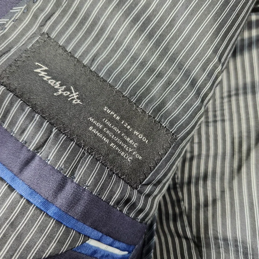 Banana Republic Blazer Men 44R Marzotto Super 120s Blue Italian Fabric Slim Fit